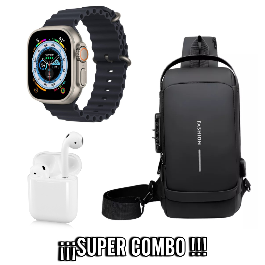 Combo Bolso 37cm Reloj T800 I12